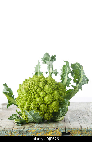 Cauliflower Romanesco on white background Stock Photo