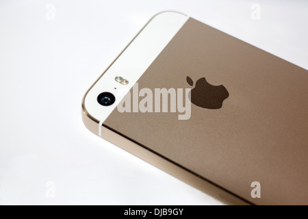 iPhone 5S Gold Rear Apple Logo iSight Camera And Two Tone Flash Stock Photo