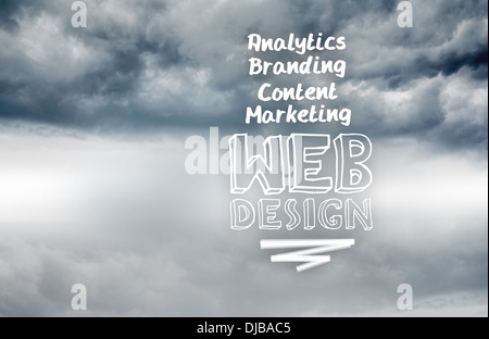 Web design terms written on sky background Stock Photo