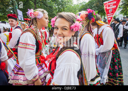 Poland, Girl Dressed in National Polish Costume Stock Photo