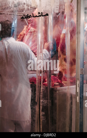 Meat shop in Deira. Dubai, United Arab Emirates. Stock Photo