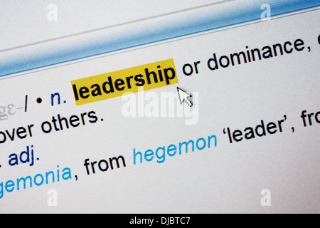 The word Leadership highlighted in the screen with felt tip pen Stock Photo