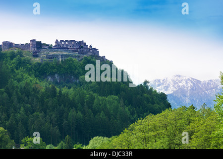 Landskron castle in Austria on the cliff of the mountain Stock Photo