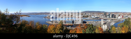 A panoramic view of Oslo, the capital of Norway, as seen from Ekeberg. Stock Photo