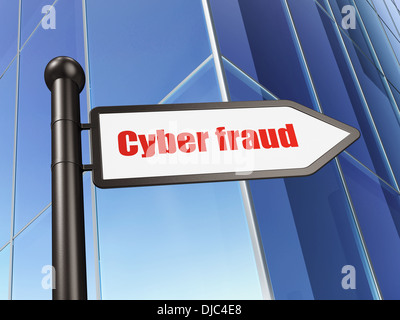 Privacy concept: sign Cyber Fraud on Building background Stock Photo ...