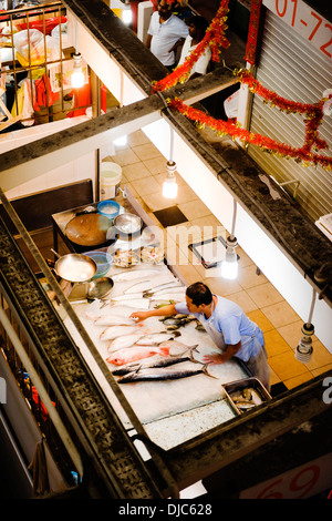 Fish market inside the Tekka Centre in Little India, Singapore. Stock Photo