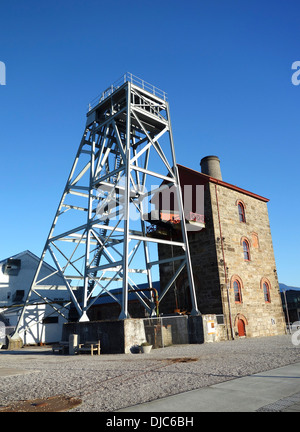 The restored engine house at the old South wheal crofty tin mine at the ' Heartlands centre '  Redruth, Cornwall, UK Stock Photo