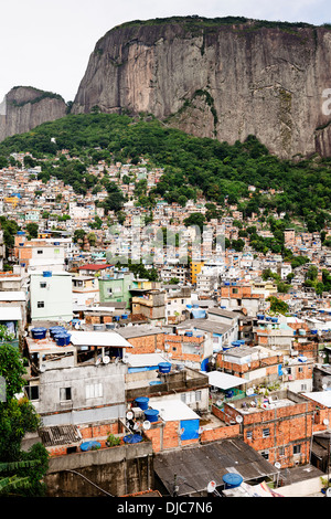 Overview of the Rocinha Favela in Rio de Janeiro, Brazil. Stock Photo