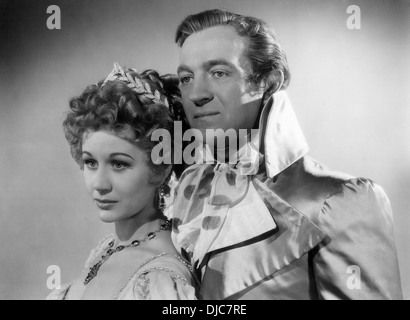 Margaret Leighton and David Niven on-set of the Film, The Elusive Pimpernel, 1950 Stock Photo