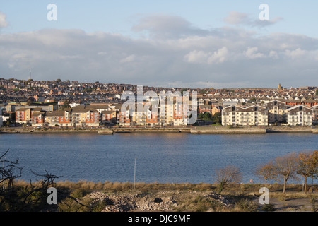 View of Barry Docks Wales UK recent Housing Developments Stock Photo