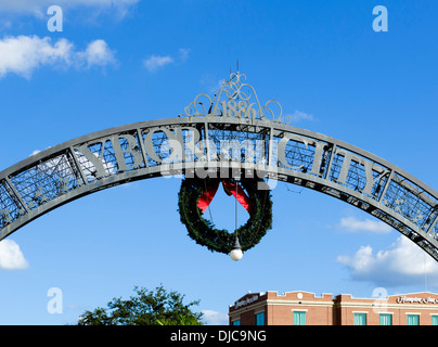 Sign at the entrance to historic Ybor City, Tampa, Florida, USA Stock Photo