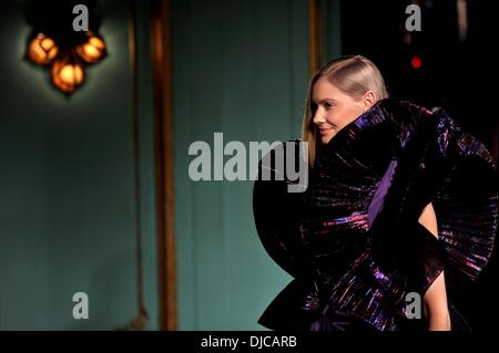 Paris, France. 26th Nov, 2013. A model presents a creation by French fashion designer Pierre Cardin in Paris, France, on Nov. 26, 2013. Credit:  Chen Xiaowei/Xinhua/Alamy Live News Stock Photo