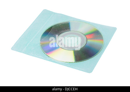 CD In Plastic Pocket On White Background Stock Photo