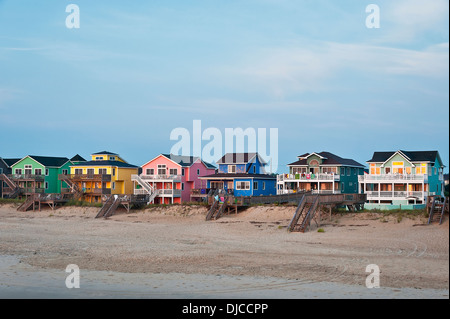 Waterfront Beach houses, Nags Head, OBX, Outer Banks, North Carolina, USA Stock Photo