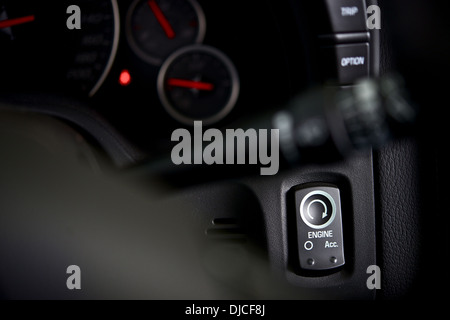 Car Ignition Button in a Modern GT Car. Transportation Photo Collection. Stock Photo