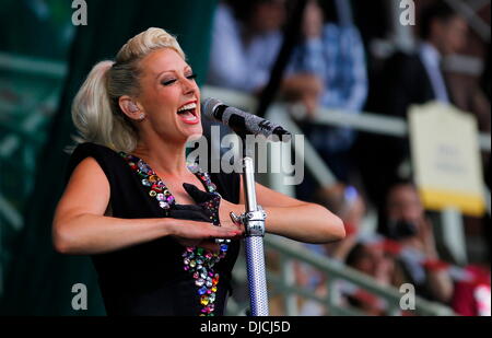 Steps performing at Newmarket Racecourse Stock Photo