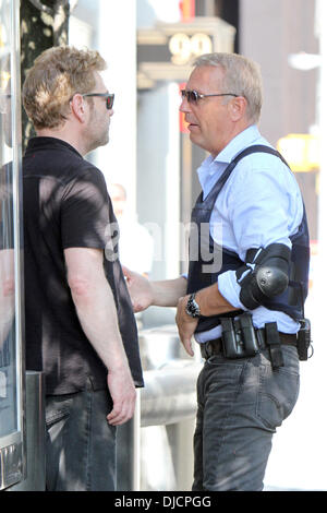 Kevin Costner, Kenneth Branagh Filming scenes for 'Jack Ryan' in Manhattan New York City, USA - 01.09.12 Stock Photo