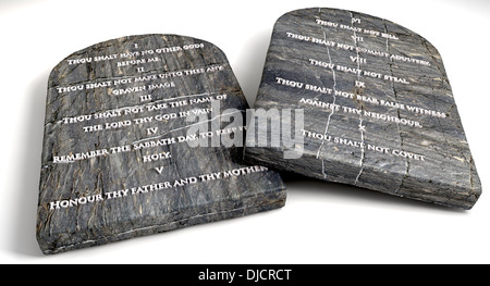 Two Stone Tablets With The Ten Commandments Inscribed On Them Standing ...