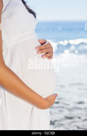 Profile of pregnant woman belly Stock Photo