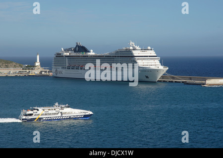 „msc orchestra“ in the port of ibiza city, ibiza, spain Stock Photo