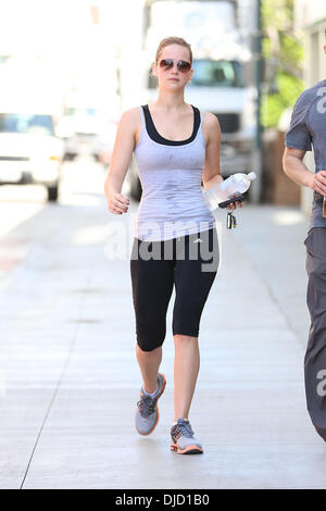 Jennifer Lawrence leaving the gym Los Angeles, California - 14.08.12 Stock Photo