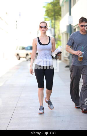 Jennifer Lawrence leaving the gym Los Angeles, California - 14.08.12 Stock Photo