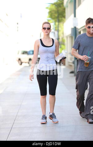 Jennifer Lawrence leaving the gym Los Angeles, California - 14.08.12 Stock Photo