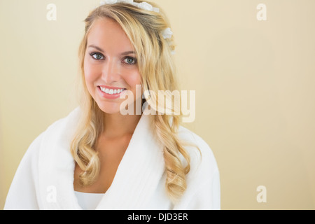 Cheerful gorgeous bride smiling at camera Stock Photo