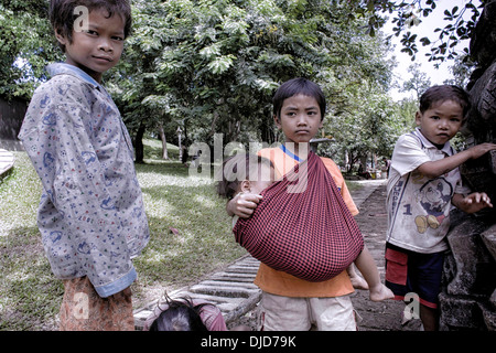 Child street beggars in Phnom Penh Cambodia S. E. Asia Stock Photo