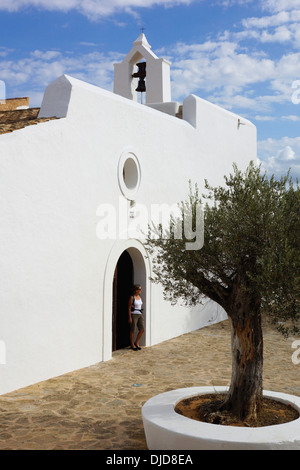 white church at santa agnes de corona, sant antoni de portmany, ibiza, spain Stock Photo