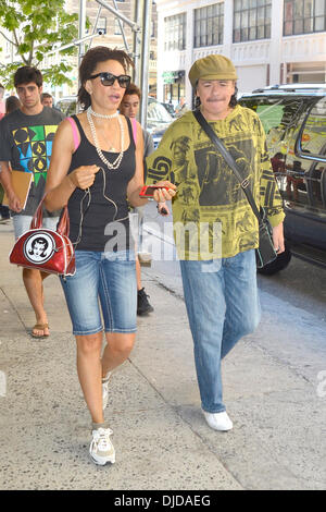 Carlos Santana and wife Cindy Blackman are seen strolling in Soho