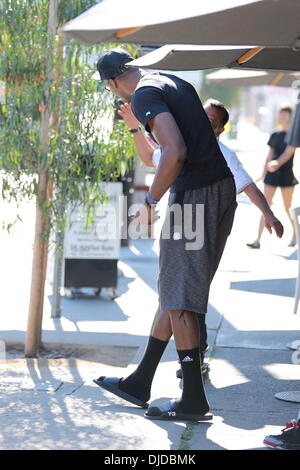 Orlando Magic center Dwight Howard and friends seen leaving Toast Cafe in West Hollywood Los Angeles, California - 26.07.12 Stock Photo