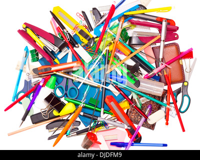 a lot of different stationery on a white background Stock Photo