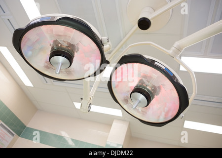 Overhead Lights In Operation Room Stock Photo