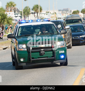 Sargeant's car of the Sheriffs Department driving on a blue light USA Stock Photo