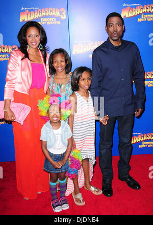 Malaak Compton-Rock, Chris Rock and family, , New York Premiere of Dreamworks Animation's Madagascar 3: Europe's Most Wanted at the Ziegfeld Theatre. Featuring: Malaak Compton-Rock, Chris Rock and family, , Where: New York City, New York, United States Wh Stock Photo