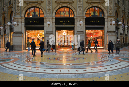 The Prada fashion store in the Galleria Vittorio Emanuele II, Milan, Italy.  The first store in the history of the luxury brand Stock Photo - Alamy