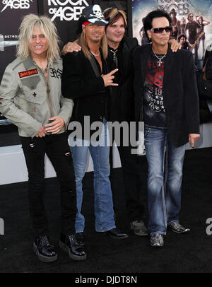C.C. Deville, Bret Michaels, Rikki Rockett, and Bobby Dall of rock band Poison Premiere of Warner Bros. Pictures' 'Rock Of Ages' at Grauman's Chinese Theatre - Arrivals Hollywood, California - 08.06.12 Stock Photo