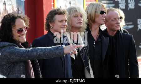 Def Leppard (L-R) Vivian Campbell, Rick Allen, Rick Savage, Joe Elliott, and Phill Collen Premiere Of Warner Bros. Pictures 'Rock Of Ages' at Grauman's Chinese Theatre - Arrivals Los Angeles, California - 08.06.12 Stock Photo