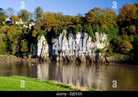 River Wye showing the English side of the river from the Welsh side, Chepstow, England/Wales Border. Stock Photo