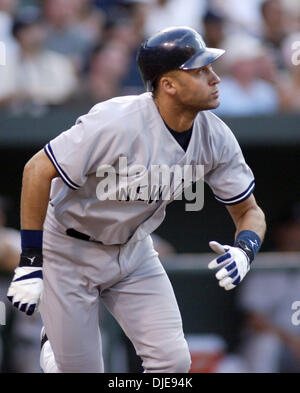 Jun 22, 2004; Baltimore, MD, USA; Yankees' JASON GIAMBI reacts to flying  out in the 2nd inning during the New York Yankees v. Baltimore Orioles  baseball game, Tuesday June 22, 2004 at