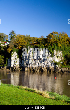 River Wye showing the English side of the river from the Welsh side, Chepstow, England/Wales Border. Stock Photo