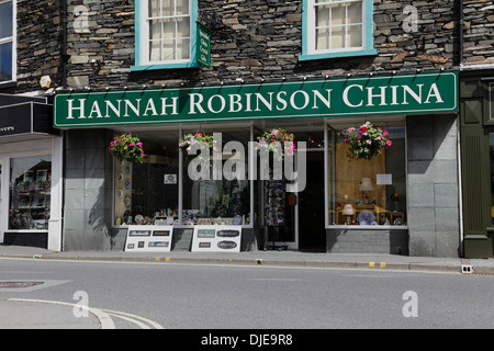 Hannah Robinson China shop on Lake Road in Ambleside, Lake District, Cumbria, England, UK Stock Photo