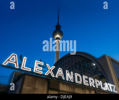 Alex TV Tower with Alexander Platz railway station in Berlin, German