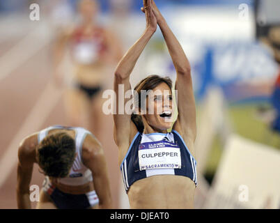 Jul 12, 2004; Sacramento, CA, USA; SHAYNE CULPEPPER wins the women's 5,000 meter final with MARLA RUNYAN second place bending over on day four of the 2004 U.S. Track and Field Trials at Hornet Stadium. Stock Photo