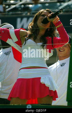 Aug 28, 2004; NYC, NY, USA; Teenage sensation JOJO performs at the 2004 Arthur Ashe Kids Day part of the US Open at Flushing Meadows. Stock Photo