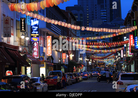 Singapore china town, street of lanterns, night life in china town, Singapore Stock Photo