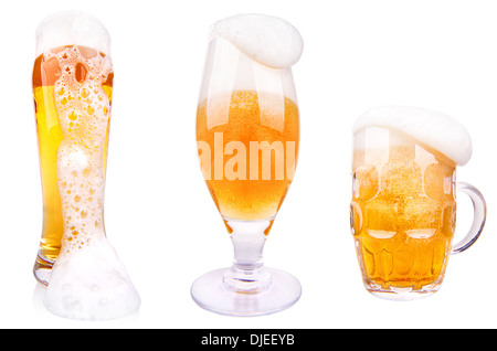 Frosty glass of light beer isolated on a white background Stock Photo