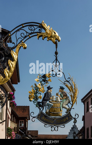 Ueberlingen, Golden Hotel Sign, Lake Constance, Baden Wuertemberg, Germany Stock Photo