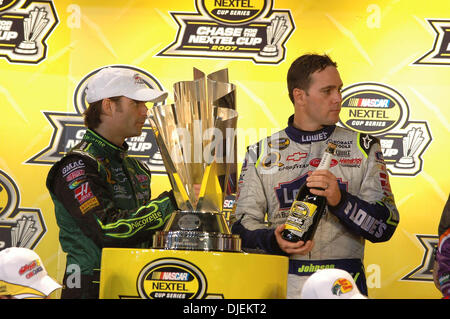 Sep 08, 2007 - Richmond, VA, USA - A special post race ceremony was held to present the top 12 drivers who will participate in the Nextel Cup Championship, including JEFF GORDON and JIMMIE JOHNSON at the Nascar 400 race at Richmond International Raceway in Richmond, VA. (Credit Image: © Tina Fultz/ZUMA Press) Stock Photo